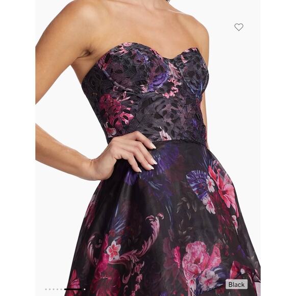 NWT Marchesa Notte Strapless Floral High-Low Gown - Picture 7 of 9